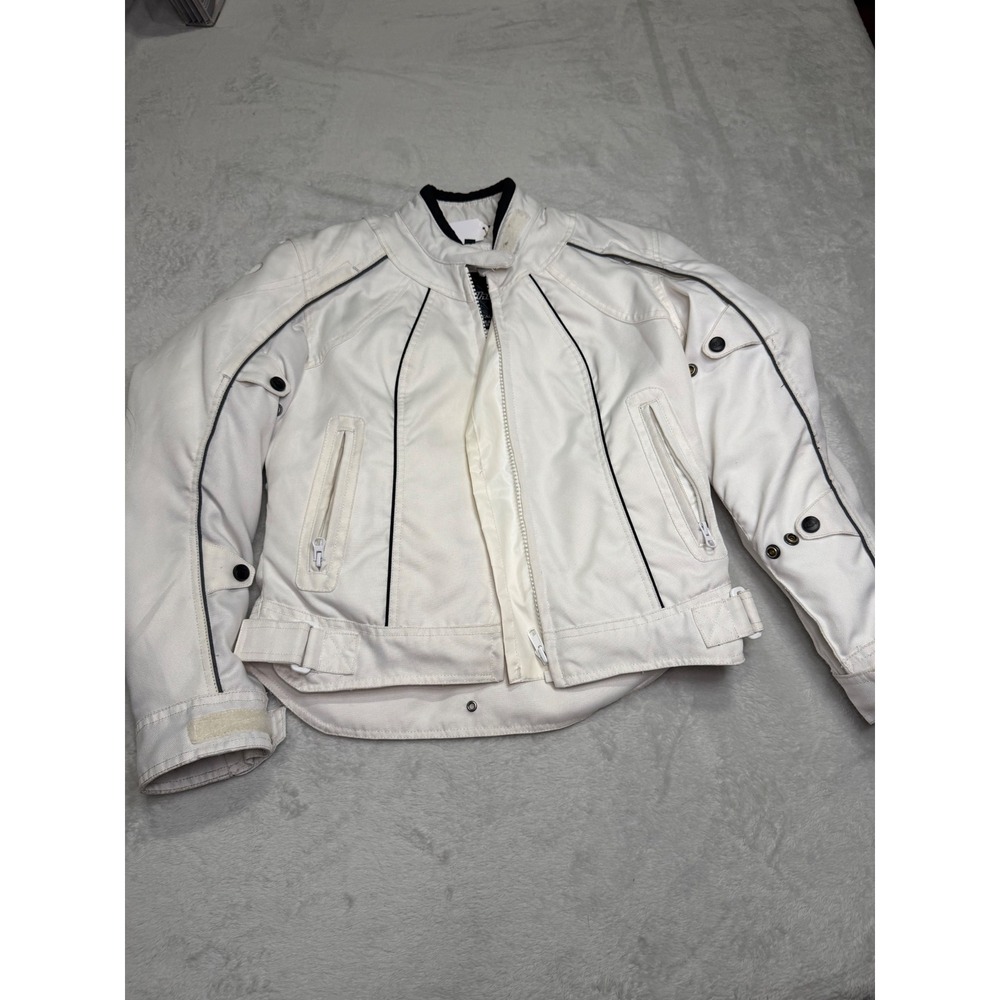 Fieldsheer Womens White Textile Motorcycle Riding Jacket with Quilted Liner